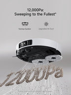 DREAME X40 Ultra Robotic Vacuum with Removable & Liftable Mop, 12,000Pa Suction, Side Brush Extensive Cleaning, 158°F Mop & Washboard Self Cleaning, Auto-Empty, Auto Refill, liftable Brushes White