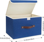 TYEERS Foldable Storage Boxes with Lids 5 Pack Fabric Storage Bins with Lids, Closet Organizers for Clothes Storage, Room Organization, Office Storage, Toys - Classic Blue
