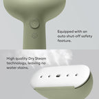 Steamery Handheld Clothes Steamer Cirrus 3, 1200W, US Plug, Heated Ironing Plate, Fast Heat Up, Garment Wrinkle Remover, Green