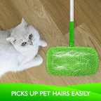 Reusable Microfiber Mop Pads Compatible with Swiffer Sweeper- 4 Pack Dry Sweeping Cloths & Wet Mopping Cloths - Chenille Washable Wet Pads Refill for Mopping Floors (Mop is not Included)