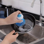 Dish Brush with Soap Dispenser for Dishes Pot Pan Kitchen Sink Scrubbing, Blue 3 Pack