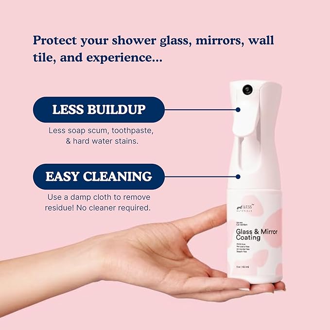 spotLESS MATERIALS Glass & Mirror Protective Coating - Easy-Clean, Stain-Resistant, Anti-Residue Barrier for Bathroom Surfaces
