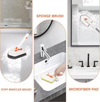 Shower Cleaner Brush, 3-in-1 Tile Tub Scrubber Brush with 51" Adjustable Long Handle, 3 Different Function Cleaning Heads, Scrub Brush for Bathroom, Kitchen, Walls, Bathtub, Sink