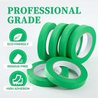 Premium Green Masking Tape,Painters Tape,Green Painters Tape for Automotive,DIY Paper Arts & Crafts, Spraying Drywall Paint, No Residue & Easy to Clean Up,12pcs 0.7inch X 54 Yd Painter's Tape