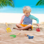 Metal Garden Tool Set with Scoop Leaf Rake Weed Fork Hoe Sand Toy for Kids Adults, Toddler Beach Sandbox Shovels Kit, Beach Garden Gear Accessories Gift for Outdoor Digging Treasure Hunt(4PCS)