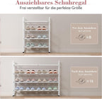 Bumusty 4-Tier Expandable Shoe Rack for Closet, 18“-33” Adjustable Shoe Rack for Small Space, Small Shoe Organizer for Front Door, Sturdy Metal, White
