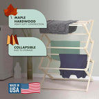 Pennsylvania Woodworks Premium American Maple Clothes Drying Rack - Handcrafted in Pennsylvania - Solid Wood Construction, Collapsible, Eco-Friendly Laundry Solution (Medium)