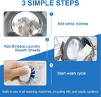 2-in-1 Whitening Laundry Detergent Sheets 40 Loads, Unscented Hypoallergenic Eco Laundry Bleach Sheets Apply for white clothes, Effectively Remove Yellowing & Greying, Safe for Sensitive Skin