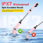 Pink Electric Spin Scrubber High Power 1200rpm, 6000 mAh Electric Scrubber for Cleaning Bathroom, Cordless Shower Scrubber Clean Brush, Floor Scrubber W/8 Brushes Tub Tile House Deep Cleaning