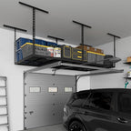 4X8FT Overhead Garage Storage Rack, 22"-48" Height Adjustable Garage Ceiling Storage Racks, Heavy Duty Metal Overhead Storage Organizer System, 600LBS Weight Capacity