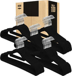 Utopia Home Velvet Hangers 100 Pack – Premium Non-Slip Slim Clothes & Coat Hangers with Tie Bar, Space-Saving Heavy Duty Design, 360° Swivel Hook – Black