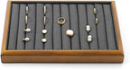 Oirlv Solid Wood 11 Slots Ring Tray Jewelry Organizer Tray Jewelry Drawer Organizer(Grey)