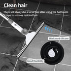 Window Cleaning Squeegee Kit, 14" Silicone Blade and Microfiber Scrubber with 54" Aluminum Handle, 2-in-1 Rotating Window Cleaner for Glass Doors, Shower, Mirrors and Home Windows – LJGG (Gray/White)