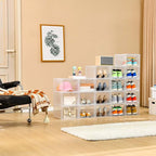 6 Pack Closet Organizers and Storage,Clear Stackable Plastic Storage Bins with Lids Magnetic Doors,Clothes Organizers and Storage,Plastic Craft Containers for Wardrobe Kitchen Bathroom Office