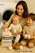 Wool Dryer Balls with Storage Bag – Pack of 6 (3 White + 3 Brown) – 100% New Zealand Wool