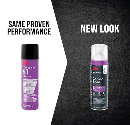 3M Corner Bead 61 Spray Adhesive, 14.1 oz., Low VOC, Quick Bond, Fast Drying, Pink Tint for Adhering Paper or Plastic Corner Bead to Drywall (61-NAT)