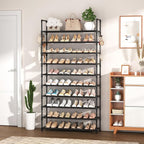 VTRIN 10 Tier Shoe Rack Tall Large Capacity Wide Shoe Organizer with Two Hooks Sturdy Metal Shoe Shelf for Entryway, Closet, Bedroom