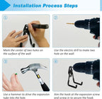 4 Pack Garage Hooks Heavy Duty - Supports 100 lbs, Utility Steel Garage Hanger & Organizer for Organizing Garden Lawn Tools, Ladders, Garden Hose, Digging Shovel, Bikes, Ropes (Orange)