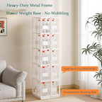 Square Rotating Bookshelf Tower - 360 Spinning Display Corner Bookcase for Narrow Space, Modern 5-Tier Revolving Storage Shelf, White