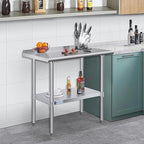 Hally Stainless Steel Table for Prep & Work 30 x 48 Inches, NSF Commercial Heavy Duty Table with Undershelf and Backsplash for Restaurant, Home and Hotel