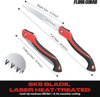 FLORA GUARD Folding Hand Saw 12-Inch, Heavy Duty SK5 Steel Pruning Saw with Hard Teeth for Wood Cutting, Tree Trimming, Camping & Gardening