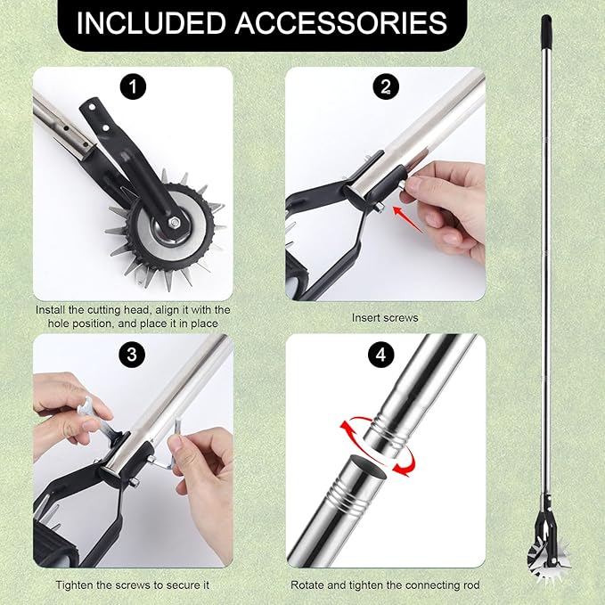 Longzhuo Wheel Rotary Edger, Wheel Lawn Edger, Manual Edger Lawn Tool with Stainless Steel Handle, Garden Edger Lawn Tool for Garden Yard
