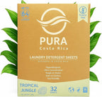 Laundry Detergent Sheets - Ultra Concentrated & Hypoallergenic - Deep Clean, Safe for Sensitive Skin, Plastic-Free & Non-Toxic - Works in Hot & Cold Water - (64 Loads 32 Sheets) - Tropical Jungles