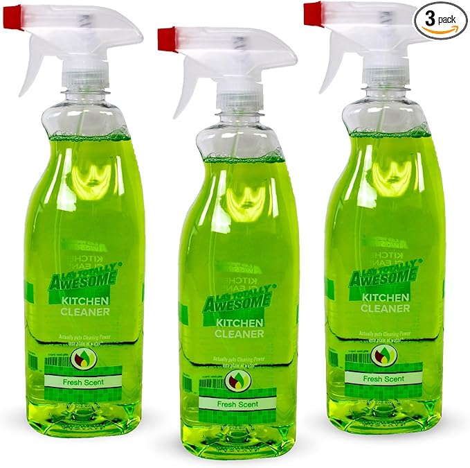 La's Totally Awesome Daily Kitchen Cleaner Spray, For Sink, Cooktop, Oven and more, Plant-Derived Formula, 32 Fl Oz (Pack of 3)