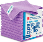 12" x 12" Pro Multi-Surface Microfiber Cleaning Cloths | Purple - 12 Pack | Premium Microfiber Towels for Cleaning Glass, Kitchens, Bathrooms, Automotive, Supplies & Products