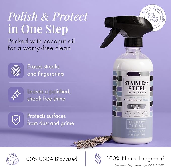 Therapy Stainless Steel Cleaner Bulk Refill - 64 oz. - Streak-Free, Removes Fingerprints and Water Marks from Appliances and Grills