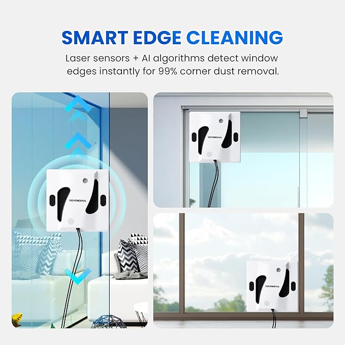 M84 Smart Window Cleaning Robot - 4800PA Suction, 4-Way Spray & Wet Wiping, Auto Edge Detection, 4 Cleaning Modes, Compact Design with Smart Path Planning, Safe for High-Rise Glass/Tiles (White)