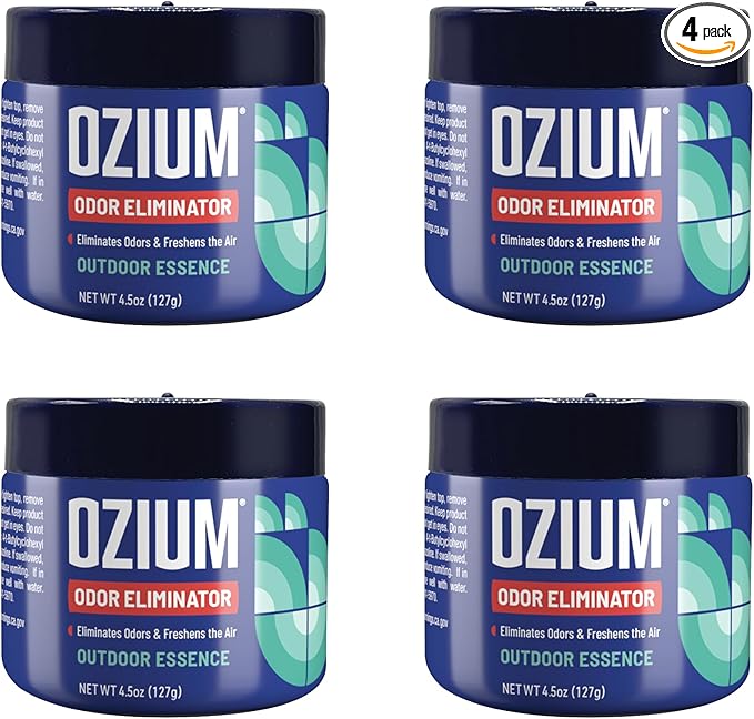 Ozium 4.5 Oz. Odor Eliminating Gel for Homes, Cars, Offices and More, Outdoor Essence, 4 Pack