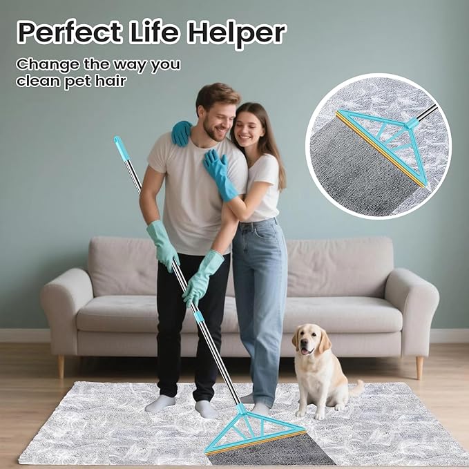 Carpet Rake for Pet Hair Removal,Reusable Pet Hair Remover, 55”Adjustable Long Handle Carpet Rake Pet Hair Remover,Dog Hair Rake,Cat Fur Brush,Lint Remover Scraper for Carpets,Rugs,Mats,Couch