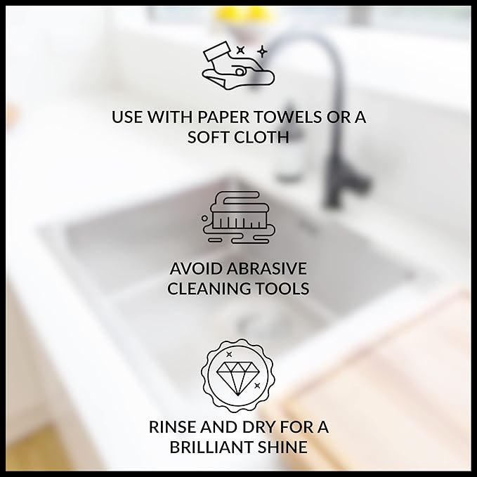 HOPE'S Perfect Sink Cleaner and Polish, Restorative, Water-Repellant, Removes Stains, Ideal for Brushed Stainless Steel, Cast Iron, Porcelain, Corian, Composite, Acrylic, 8.5 oz 3 Pack