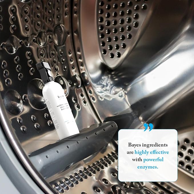 Bayes Washing Machine Cleaner & Deodorizer - Cleans and Eliminates Odors for Fresh Smelling Laundry - 24 Ounce