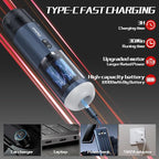 Chuboor Car Vacuum Cleaner High Power Cordless Rechargeable, 16000PA Powerful Handheld Vacuum, Portable Mini Vacuum with LED SOS Light, Small Hand Held Vacuuming Cordless, Dust Busters(P16-Blue)