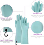 Dishwashing Rubber Gloves for Cleaning – 4 Pairs Kitchen Gloves with Handing Hooks Washing Dishes Household Glove - Large