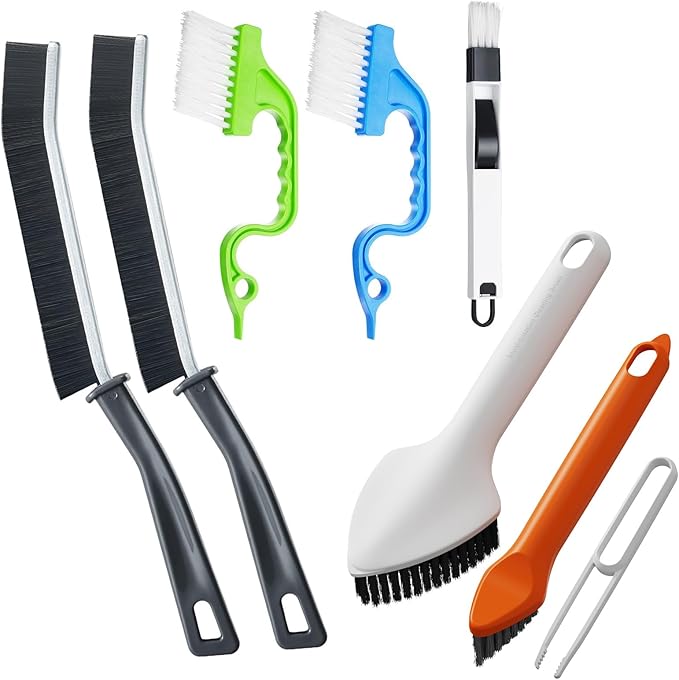Crevice Cleaning Brush, Hard Bristle Crevice Cleaning Brushes, 3 in 1 Cleaning Brushes for Household Use Multifunctional Gap Cleaning Brush for Bathroom Kitchen Window Groove Corner Small Spaces