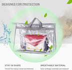 LASZOLA 10Pcs Clear Handbag Storage Organizer Dust Cover Bags, 5 Sizes Transparent Purse Protector Storage Bag with Zipper and Handle for closet shelf, Dustproof and Moistureproof, Grey
