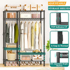 Heavy Duty Garment Rack, Metal Freestanding Closet Wardrobe Clothes Racks for Hanging Clothes, 4 Tiers Adjustable Wire Shelving, 44.9'' L x 16.5'' W x 76.8 '' H, Max Load 850LBS, Black