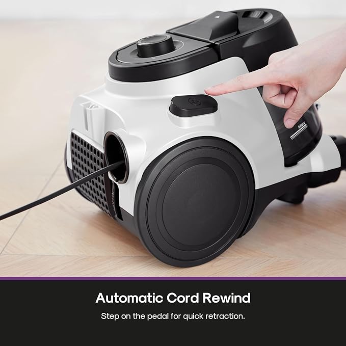 Eureka Bagless Canister Vacuum Cleaner, 1100W High Power Vacuum Cleaner for Carpets and Hard Floors HEPA Filter Extension Tube 2-in-1 Crevice Tool Floor Nozzle, NEN121WH