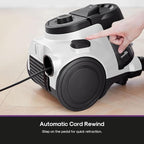 Eureka Bagless Canister Vacuum Cleaner, 1100W High Power Vacuum Cleaner for Carpets and Hard Floors HEPA Filter Extension Tube 2-in-1 Crevice Tool Floor Nozzle, NEN121WH