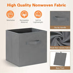GhvyenntteS Storage Cubes, 11 Inch Cube Storage Bins with Dual Handles, Collapsible Fabric Storage Bins for Shelves, Storage Baskets for Organizing Clothes, Bedding, Toys, Books (6 Pack, Gray)