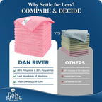 DAN RIVER 12-Pack Pink Microfiber Towels – Ultra Absorbent, Lint-Free & Streak-Free Kitchen Cleaning Cloths for Home, Car & Kitchen - Must-Have Cleaning Essentials - 12" x 12"