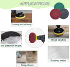4 Inch Drill Brush Attachments for Cleaning Household Drill Brush Scrubber for Bathroom & Kitchen with Disc Pad Holder and Adapter，9 Scouring Pads（3 Different Stiffness） 11Pcs