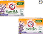 Arm & Hammer Essentials Fabric Softener Sheets, Lavender & Linen, Made with Essential Oils, Softens Clothes, Stops Static, 5.5x9 inches, 100 Count (Pack of 2)
