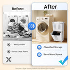 Household Storage Basket, 360° Rolling Movable Laundry Basket,Floor-Standing White Multi-layer Clothes Organizer for Kitchen,living Room and Bathroom (2 Tiers)