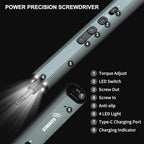 STREBITO Electric Screwdriver 155 in 1 Mini Electric Screwdriver Set, Max 5 N.m, 140 S2 Magnetic Bits, 3 Torque Settings, 650mAh Power Screwdriver Cordless Rechargeable, Repair Tool Kit for PC Phone