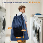 2-Pack Backpack Laundry Bags, Heavy Duty Laundry Bag Backpacks with Adjustable Shoulder Straps, Door Hanging Washing Bag, Laundry Hamper Lining for College Dorm, Travel, Laundromat