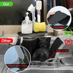 Gosmol Silicone Sponge Holder Rack Dish Soap Holder for Kitchen Counter, Waterproof Sponge Soap Tray for Kitchen Sink Bathroom, Multipurpose Sink Caddy Organizer for Soap Dispenser Black